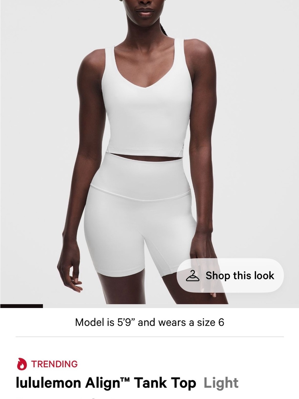lululemon athletica White V-Neck Cropped Tank